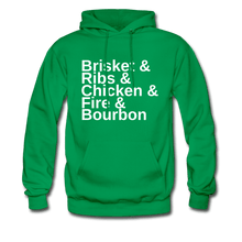 Load image into Gallery viewer, Brisket &amp; Ribs &amp; Chicken &amp; Fire &amp; Bourbon BBQ Hoodie - The Kettle Guy
