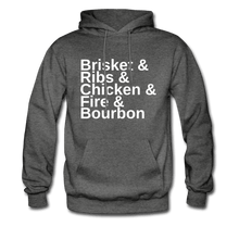Load image into Gallery viewer, Brisket &amp; Ribs &amp; Chicken &amp; Fire &amp; Bourbon BBQ Hoodie - The Kettle Guy
