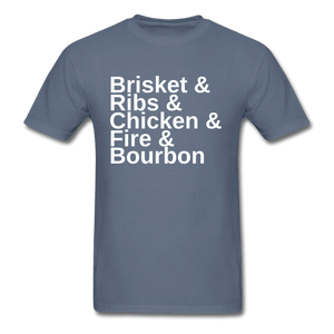 Brisket & Ribs & Chicken & Fire & Bourbon BBQ T-Shirt - The Kettle Guy