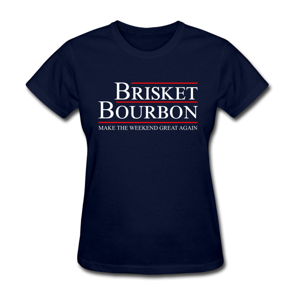 Women's Brisket and Bourbon Election BBQ T-shirt for grillmasters - navy