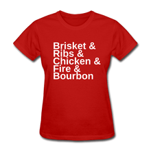 Load image into Gallery viewer, Women&#39;s Brisket &amp; Ribs &amp; Chicken BBQ T-Shirt - The Kettle Guy
