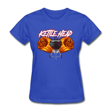 Load image into Gallery viewer, Women&#39;s Kettle Head Flaming Skull Shirt - royal blue
