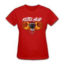 Load image into Gallery viewer, Women&#39;s Kettle Head Flaming Skull Shirt - red
