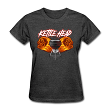 Load image into Gallery viewer, Women&#39;s Kettle Head Flaming Skull Shirt - heather black
