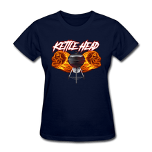 Load image into Gallery viewer, Women&#39;s Kettle Head Flaming Skull Shirt - navy
