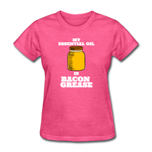 Load image into Gallery viewer, Women&#39;s My Essential Oil is Bacon Grease BBQ T-Shirt for grillmasters - heather pink
