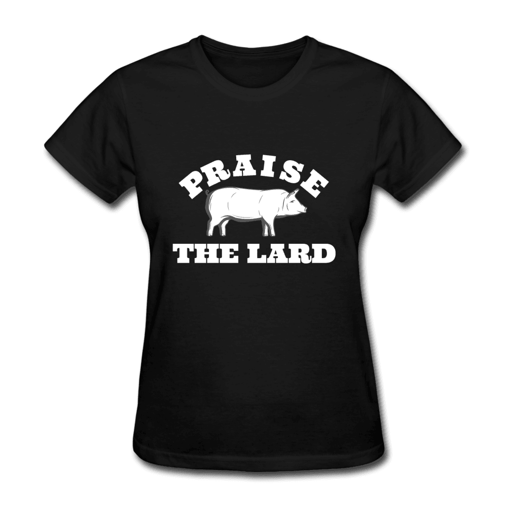 Women's Praise The Lard BBQ T-Shirt for grillmasters - black